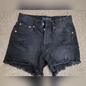 Aeropostale 90s High Rise Black Distressed Denim Cutoff Shorts | Size 0R